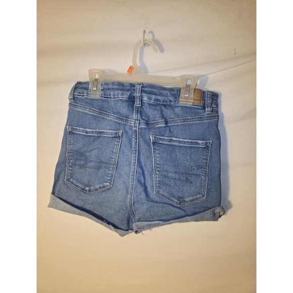American Eagle High Waist Jean Shorts Womens Size 10 Denim Stretch Cuffed - Picture 1 of 2